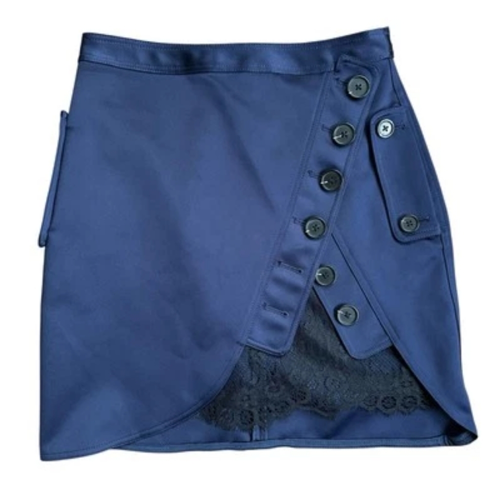 NWOT SELF-PORTRAIT Navy Lace Mini Skirt